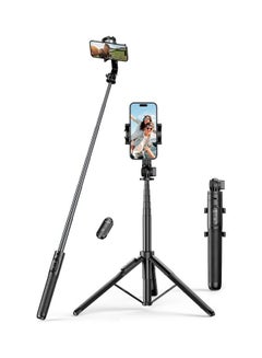 Buy Selfie Stick Tripod, 60 inch/152cm Extendable Phone Tripod Alloy Camera Stand With Bluetooth Remote Shutter, All in One Tripod For iPhone 16/15 series, Samsung Galaxy S24 S23, Xiaomi, Cameras Black in UAE