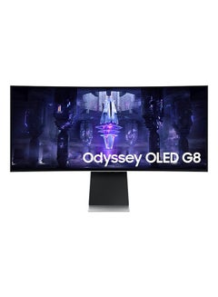 Buy 34 Inch Odyssey G85SB Series OLED Ultra WQHD Curved Gaming Monitor, 175Hz, 0.1ms, USB Type-C, (3440 x 1440) DisplayHDR True Black 400, AMD FreeSync Premium Pro, Smart TV Experience, Advanced Game Streaming, LS34BG850SMXUE 2023 White in UAE