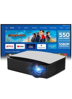 اشتري Android 9.0 Tv 1080P 550 Ansi/Screen Size To 250 Inch For Small Big Room Download App Bluetooth Wifi Home Theater Outdoor Gaming Projectors With Hdmi/Usb/Av Ports 92 Black في الامارات