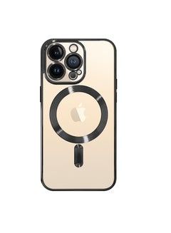 Buy Magnetic Electroplating Frame Magsafe Wireless Charging Case for Apple iPhone 13 Pro Max Black/Clear in Saudi Arabia