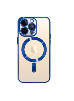 Buy Magnetic Electroplating Frame Magsafe Wireless Charging Case for Apple iPhone 13 Pro Max Blue/Clear in Saudi Arabia