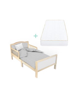 Buy Wooden Toddler Bed 143x73x60 With Mattress 140x70x10 Cm in UAE