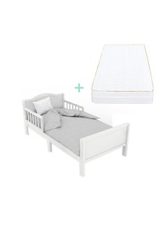 Buy Wooden Toddler Bed 143x73x60 With Mattress 140x70x10 Cm in UAE