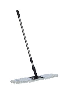 Buy Chrome Floor Sweeper Duster Flat Mop With Cotton Cloth  With Telscopic Handle Black/Grey 60cm in UAE