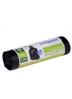 Buy 12-Piece Heavy Duty Garbage Bags X-Large 60 Gallon Black 95x120cm in UAE