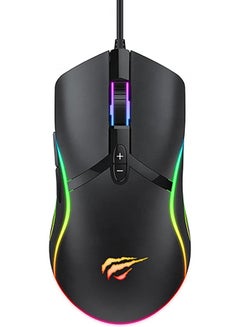 اشتري Havit MS1026 RGB Gaming Mouse 6400DPI - 6 Buttons Key Life 5 miluon Times Cable length 1.5M - Black في السعودية