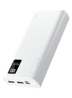 اشتري 20000mAh Compact Smart Charging Power Bank with Dual USB-A & USB-C Output 10W لون أبيض في السعودية