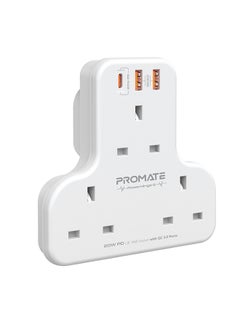 Buy Power Strip 6 In 1 Multi Plug Wall Mounted Extension White in Saudi Arabia