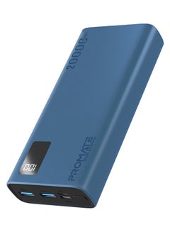 اشتري 20000.0 mAh Bolt 20000mAh Compact Smart Charging Power Bank with Dual USB-A & USB-C Output 10W Blue في السعودية