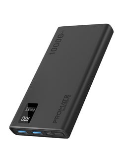 Buy 10000 mAh 10000mAh Compact Smart Charging Power Bank with Dual USB-A & USB-C Output 10W Black in Egypt