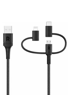 Buy 3-In-1 Global USB Micro With Type C And Lightning Charging Cable 1.2M Black in Saudi Arabia