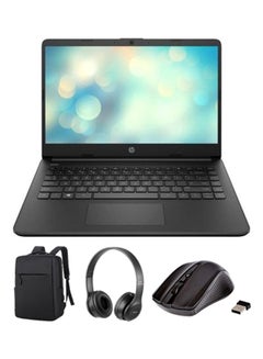 اشتري 14-CF Series Laptop With 14-Inch Display, Pentium Gold 6405U Processor/4GB RAM/256GB SSD/Intel UHD Graphics/Windows-10 With Laptop Bag + Wireless Mouse + BT Headphone English black في الامارات