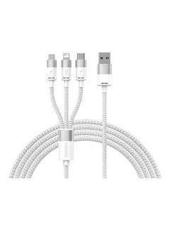 اشتري 3 in 1 Multi Charging Cable, Nylon Braided USB to Lightning & USB-C Multi Charger Cord for Multiple Devices Apple & Android Fast Charger Cable for iPhone 14/13/12/11/8/iPad Pro, Samsung Series 1.2M White في الامارات