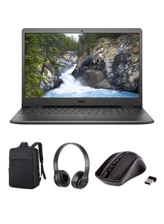 اشتري Vostro 3500 Laptop With 15.6-Inch Full HD Display, 11th Gen Core i5-1135G7 Processor/8GB RAM/512GB SSD/2GB Nvidia GeForce 330 Graphics/Windows 10 With Laptop Bag + Wireless Mouse + BT Headphone English black في الامارات