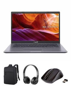 اشتري X409FA Laptop With 14-Inch Display, Core i3-10110U Processor/8GB DDR4 Ram/512GB SSD/Intel UHD Graphics/Windows 10 With Laptop Bag + Wireless Mouse + BT Headphone English grey في الامارات