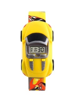 Buy Boys' Car Shape Digital Watch 1241 - 28 mm - Yellow in Saudi Arabia