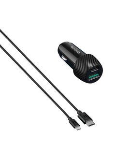 Buy Combo Car Charger 49W With Lightning Cable 1M Black in Saudi Arabia