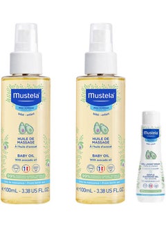 Buy Pack Of 2 Baby Massage Oil With Avocado Oil 100Ml + Cleansing Gel 50Ml (free) in UAE