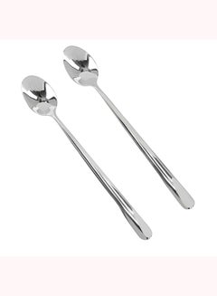 Buy Royalford RF8667 Stainless Steel Ice Cream Spoon - Set 2 Pcs | Dishwasher Safe | ideal for Ice Cream Spoons, Lemonade Iced Tea, Ice Coffee, Milkshakes Silver standard in UAE