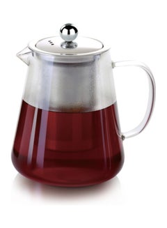 Buy Stainless Steel Strainer Rust And Corrosion Resistant Strainer And Handcrafted Heat Resistant Glass Body Glass Teapot Clear 950ml in UAE