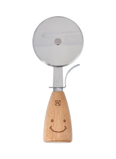 Buy Pizza Cutter, Stainless Steel with Wooden Handle, RF10662 | Food-Graded Stainless Steel Blade | Rotating Wheel Cutter with Finger Guard | Excellent Grip Beige/Silver in Saudi Arabia