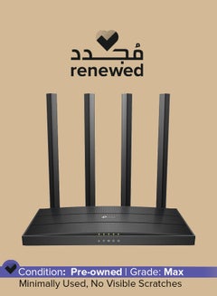 اشتري 8000.0 mAh Renewed - AC1200 Wireless Dual Band Full Gigabit Router Wi-Fi Speed Up To 867 Mbps/5 GHz + 300 Mbps/2.4 GHz 4+1 Gigabit Ports Dual-Core CPU Parental Control Easy setup Archer C6 Black في السعودية