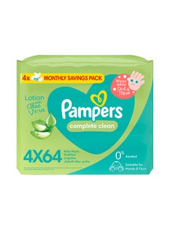 Buy Complete Clean Baby Wipes, with Aloe Vera Lotion, 4 Packs, 256 Wipe Count in UAE
