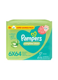 Buy Complete Clean Baby Wipes, with Aloe Vera Lotion, 6 Packs, 384 Wipe Count in UAE
