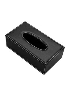 Buy Leather Tissue Box Black 24x13x9.5cm in Saudi Arabia