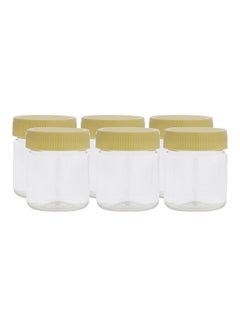 Buy 100 ML Round Airtight PET Jar- RF11222 Set of 6 Storage Containers Transparent Jar for Pulses Cereals and Spices Clear/Cream/ Clear/Red 100ml in UAE