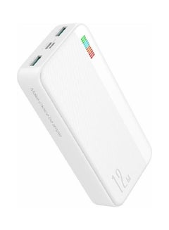 Buy 20000.0 mAh 12W Fast Charging Power Bank Dual Inputs Dual Outputs Phone Charger Battery White in UAE
