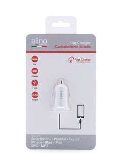 Buy Car Charger 2.4A With Single USB White in Saudi Arabia