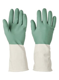 اشتري Royalford Cleaning Gloves, Natural Latex Comfortable Gloves, RF10491 2pcs Reusable Convenient Grip Gloves Non-Slip Surface & Long Sleeves MULTICOLOR في الامارات