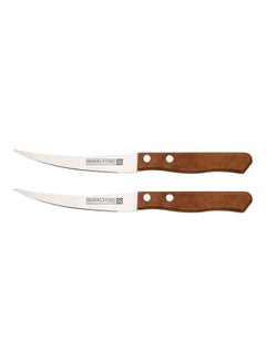 اشتري Royalford 2pcs Fruit Knife Set, Stainless Steel Blade, Wooden handle RF10772 Ergonomic Wooden Handle Perfect for Slicing, Garnishing, Mincing BROWN في الامارات