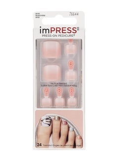 Buy Pack Of 24 Impress Press-On Pedicure False Nails Pink in UAE