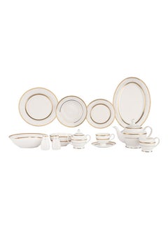 Buy Royalford 83 Piece Premium Bone China Dinner Set- RF11047| Includes Oval Plates, Dinner Plates, Soup Plates Premium in UAE