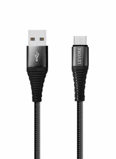 Buy 1M Nylon Braided UAB A to Micro USB Cable Black in UAE