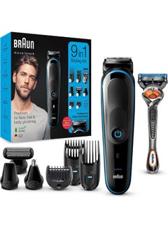 Buy Braun 9 In 1 All-In-One Trimmer 5 Mgk5280 Beard Trimmer For Men, Hair Clipper And Body Groomer With Autosensing Technology And Gillette Proglide Razor, Black & Blue Black - Blue in UAE