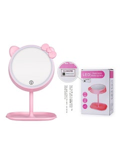 Buy Rechargeable LED Light Makeup Mirror Table Lamp Pink in Saudi Arabia