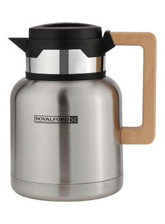 Buy Royal Ford Stainless Steel Vacuum Jug with Wooden Handle, 1L, RF10169 | Thermal Insulated Airpot | Keep Drinks Hot & Cold up to Hours | Portable & Leak Proof Thermal Flask Silver/Beige in UAE