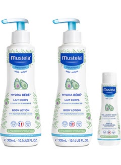 اشتري Pack Of 2 Moisturising Extra Soft Baby Skin Care Body Lotion - 2 X 300Ml + Cleansing Gel 50Ml (Free) في الامارات