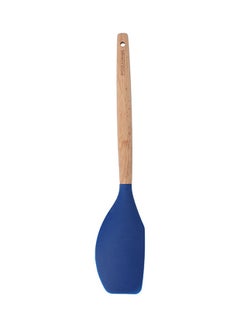 Buy Silicone Spatula, Cooking Spoon with Wooden Handle, RF10653 | Food-Grade Non-Stick Spoon | Heat-Resistant Handle | Flexible Spoon for Serving, Cooking Beige/Blue in UAE