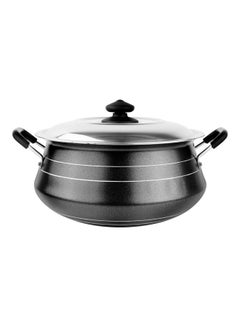 Buy Handi Casserole With Lid Durable Casserole with Non-Stick Interior, Strong and Sturdy Aluminum Construction with Stainless Steel Lid Perfect for Cooking Rice, Curry, Gravies Black 33.5cm in UAE
