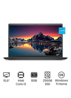 اشتري Inspiron 3000 series Laptop With 15.6-Inch Full HD Display, 11th Gen Core i3-1115G4 Processor/8GB RAM/256GB SSD Nvme /Intel Iris Xe Graphics/Windows 11 /International Version/Numric Pad English Black في الامارات