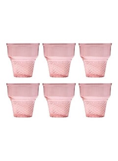 Buy Pasabahce Glass Ice Cream Mug  Turkey Origin Set Of 6 Cups Pink 245ml in Egypt