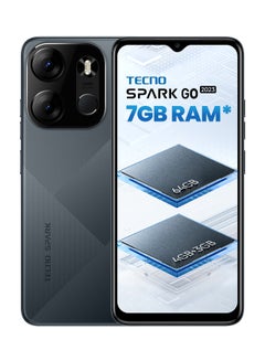 اشتري هاتف Spark Go 2023 ثنائي الشريحة باللون الأسود وذاكرة الوصول العشوائي (RAM) سعة 4 جيجابايت وذاكرة تخزين داخلية 64 جيجابايت ويدعم تقنية 4G LTE - إصدار الشرق الأوسط في السعودية