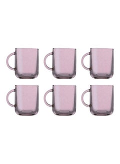 اشتري Pasabache Colored Tea Mug Set Of 6 Mug 245 Ml -Suitable For Hot And Cold Drinks Turkey Origin Pink في مصر