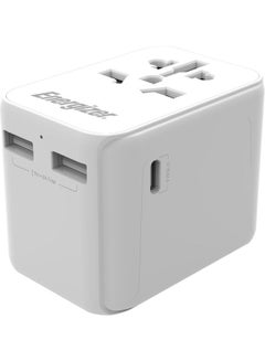 Buy International Travel Adapter, Charge 4 Devices, 3x USB-A And 1x USB-C Ports, US-UK-EU-AU Plugs, Mfi Certified Type-C Output White in UAE