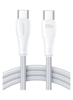 Buy Type C Cable 100W 1.2M Usb C To C Fast Charging Cable Pd3.0 Scp Bc1.2 5A Braided Phone Charger Usb C Cable Samsung S23 Plus Huawei P40 White in UAE