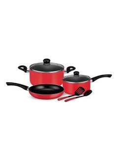 اشتري Royalford 7-Piece Non-Stick Press Aluminum Cookware Set Red 24-16-24cm في السعودية